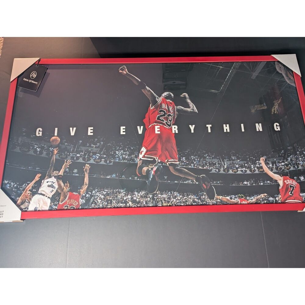 Michael Jordan Official Give Everything Framed Poster 41x21 Wall Art